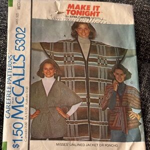Women's Unlined Jacket or Poncho Pattern